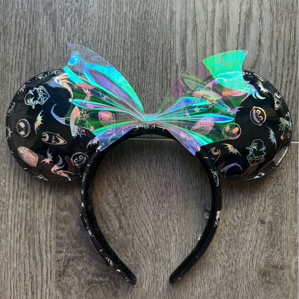 Disney Nightmare Before Christmas Black and Iridescent Bow Headband